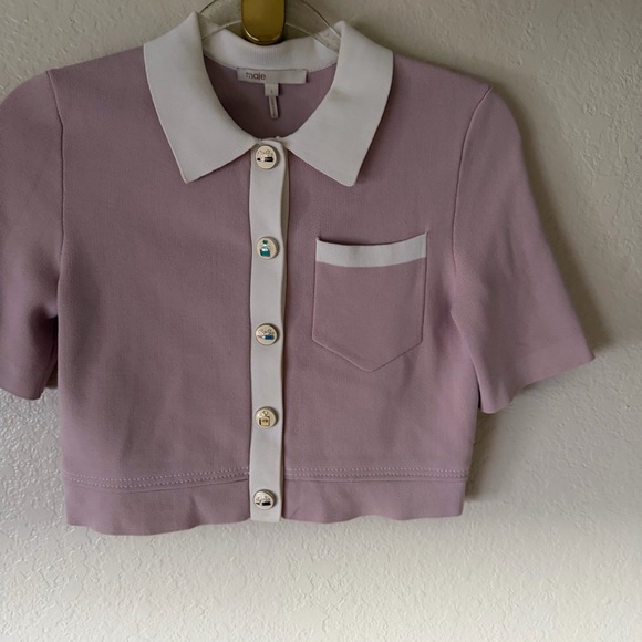 Maje Myshirt Cropped Short Sleeve Cardigan size S - Picture 9 of 13